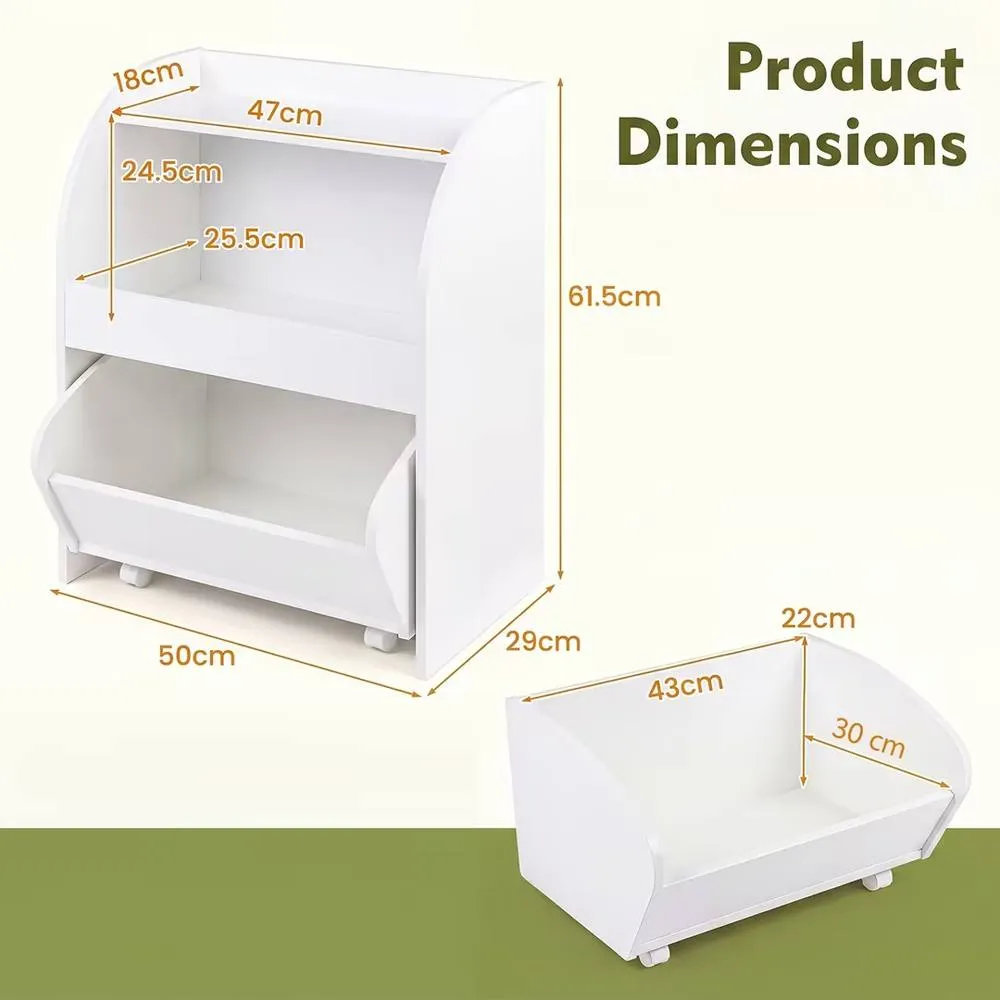 Costway Toy Storage Shelf Toy Organizer with 2 Open Shelves For Playroom in White 2