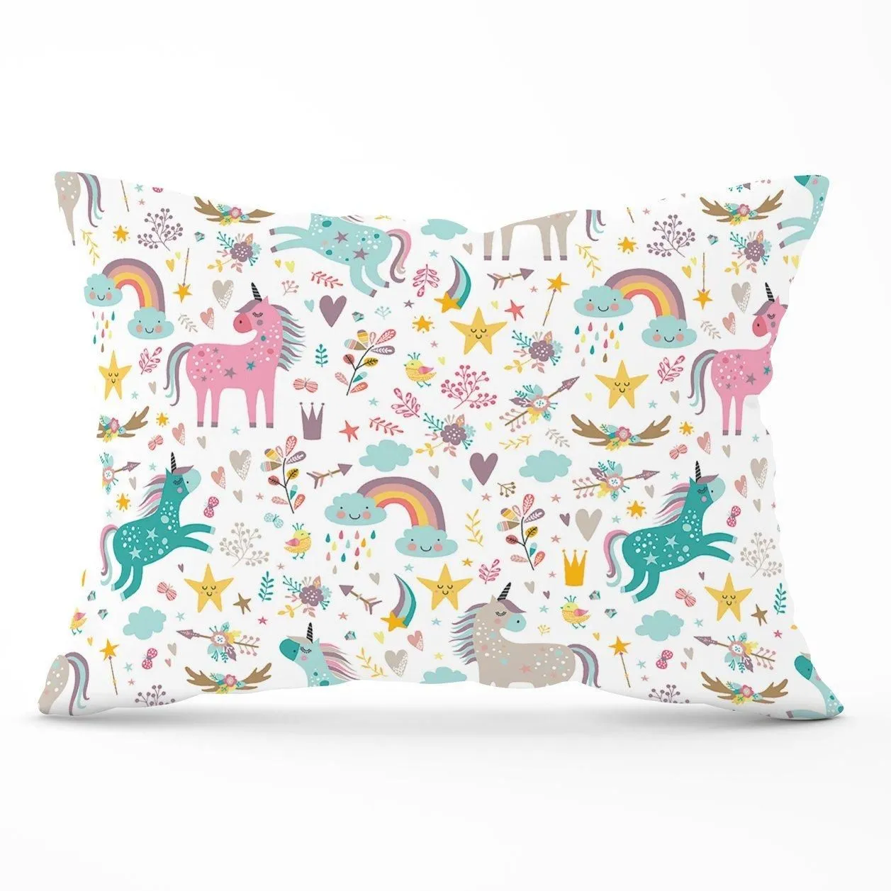 Warren Reed - Designer Unicorn & Rainbows Cushions in Blue