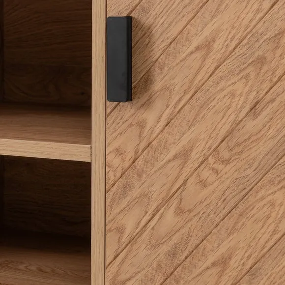 Leon 2 Door TV Unit Stand for TVs up to 65", Oak Effect 4