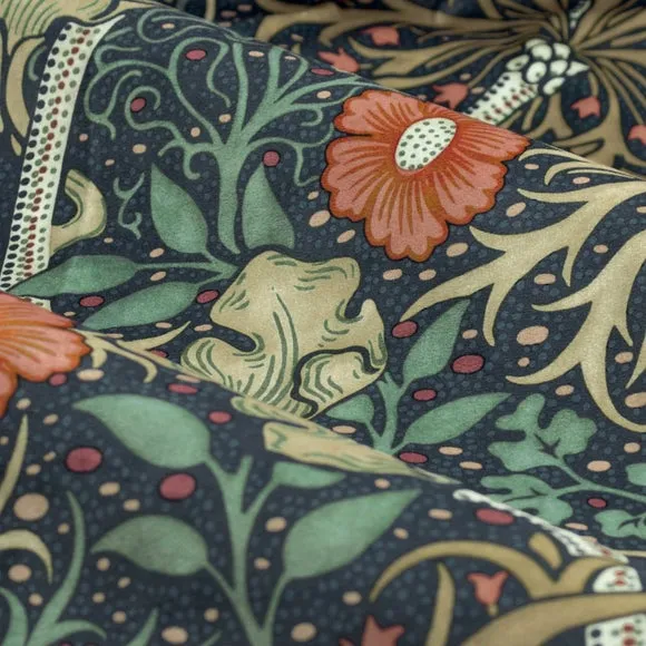 Morris & Co. Seaweed Matte Velvet Pencil Pleat Curtains 3