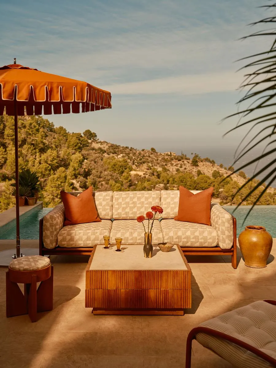 Marcia Outdoor Sofa, Three Seater Sofa, Geometric, Natural