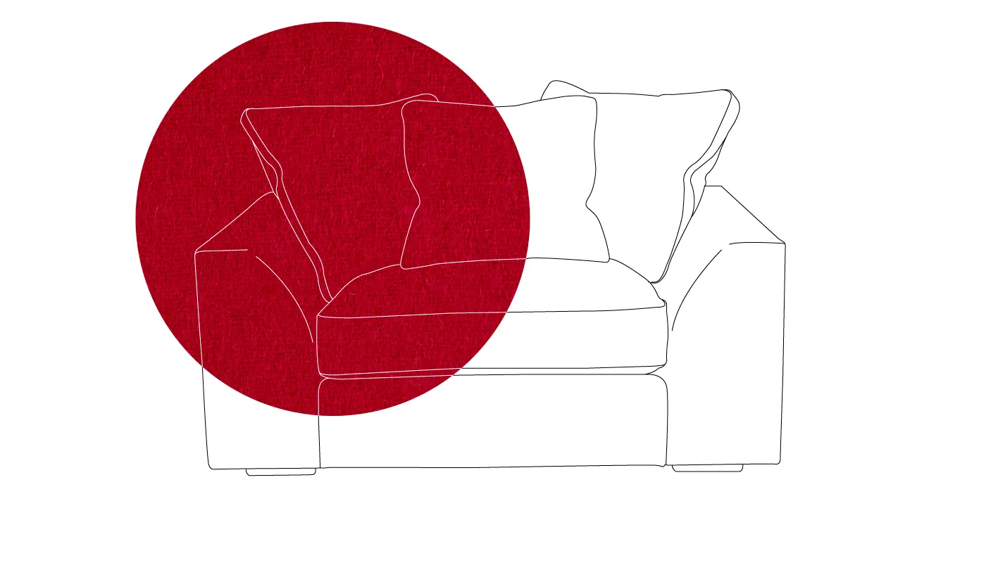 Heal's Cumulus Loveseat Melton Wool Red Oxide Black Feet