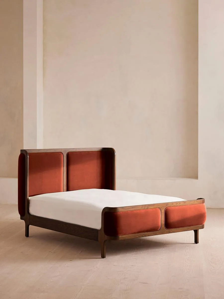 Belsa Bed, Super King, Velvet, Rust
