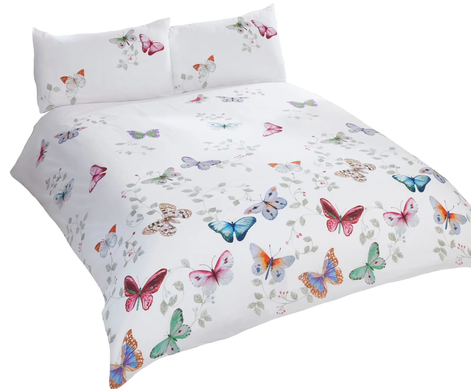 Rapport Home Mariposa Polycotton Duvet Cover Set With Pillowcase in White 2