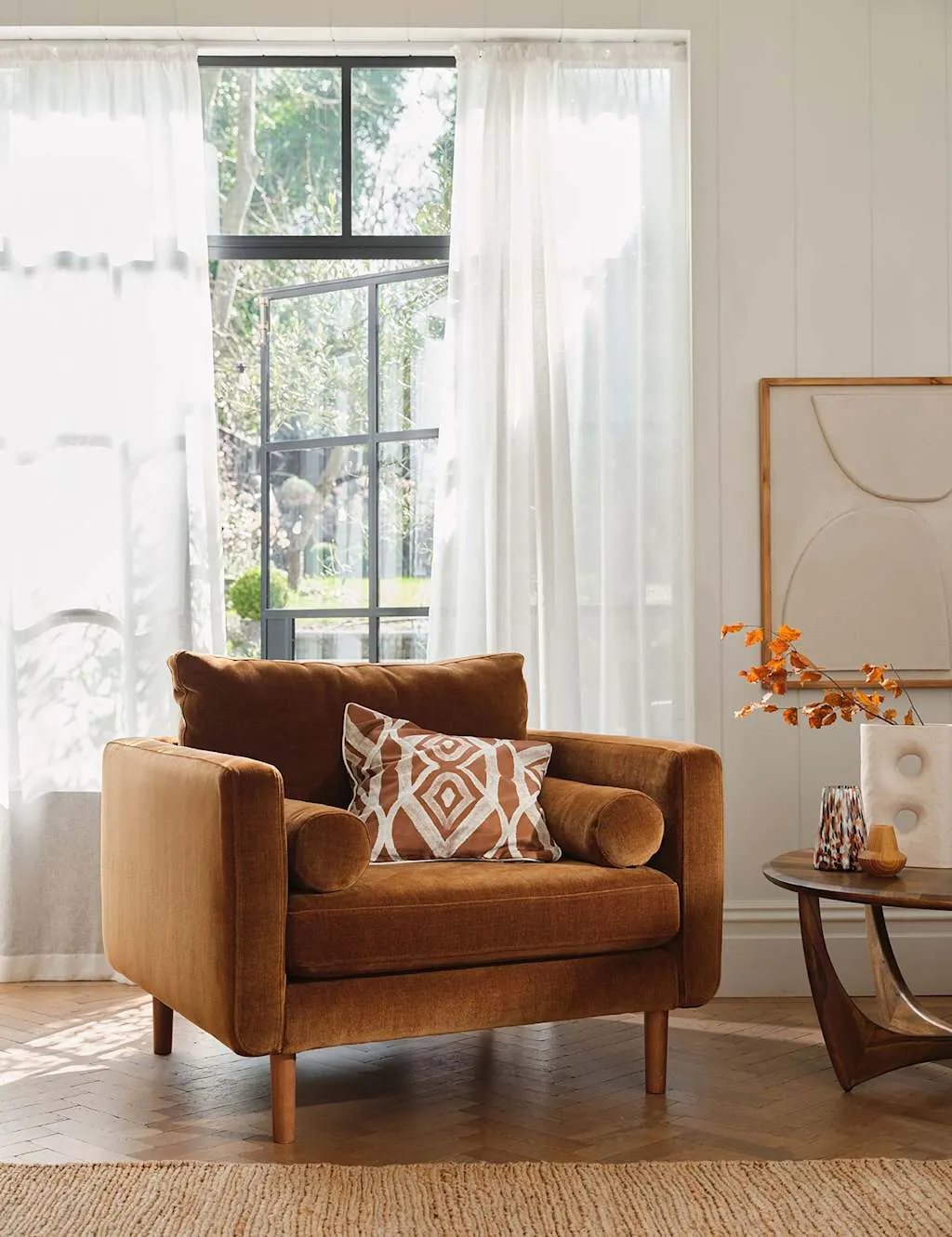 BARKER AND STONEHOUSE Moore Chenille Snuggle Chair Brown