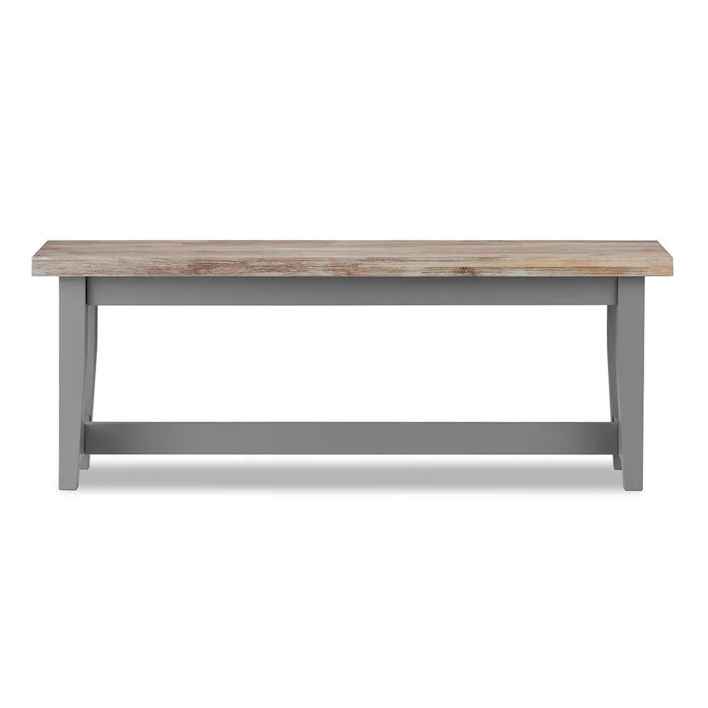 Statement Furniture Florence Solid Acacia Hardwood Dining Bench 120cm in Light Grey 6