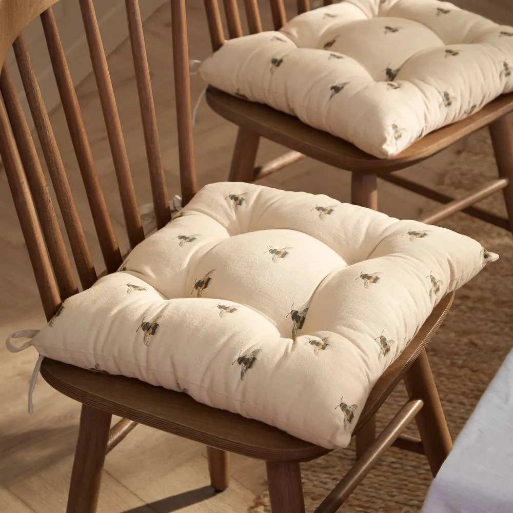 Wylder Ramble Bumble Bee 2 Pack Cotton Slub Seat Pads in Cream