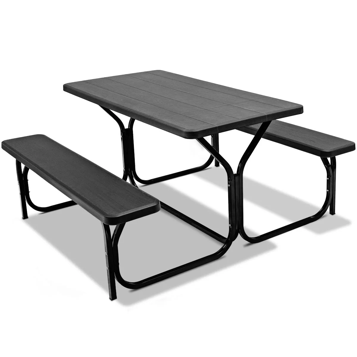 Costway Outdoor Picnic Table Bench Set Garden Dining Table & Bench Sets in Black 1