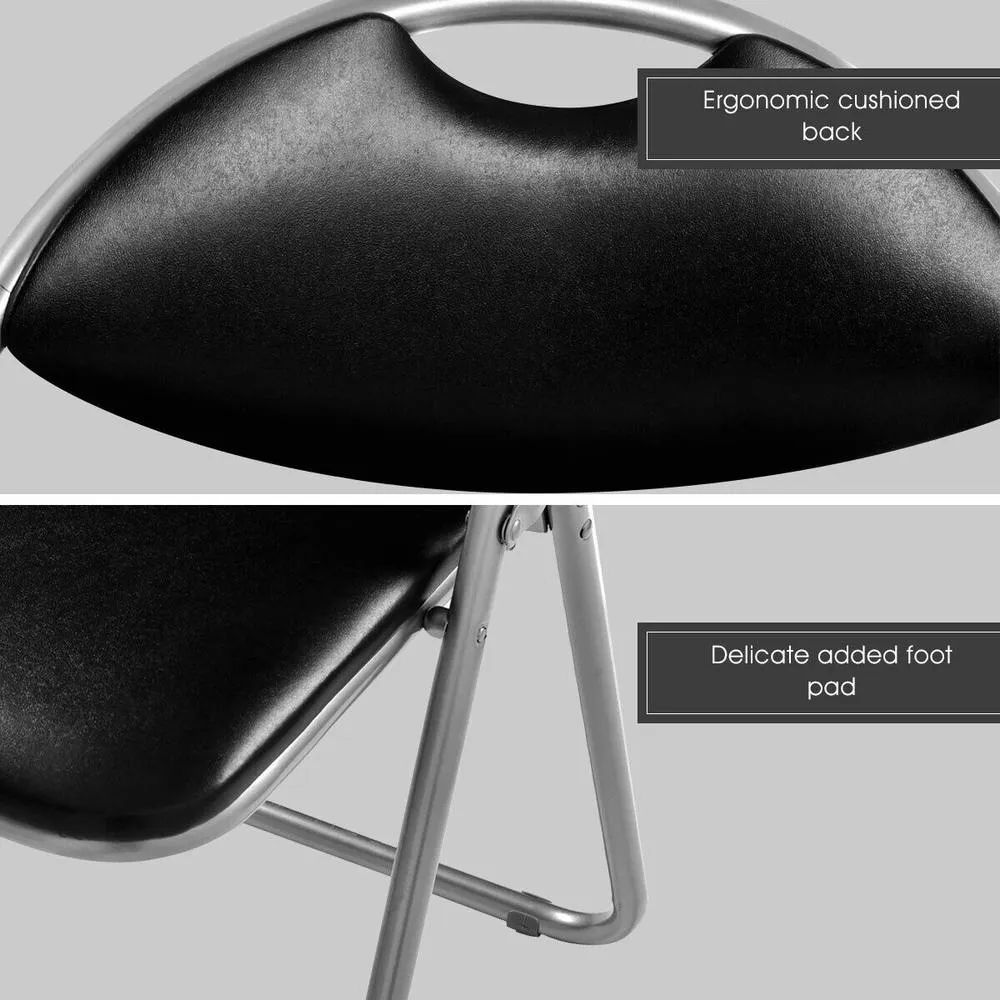 Costway 6 Pack Folding Chair Commercial Grade Metal Guest Chair w/ Padded Seat in Black 5