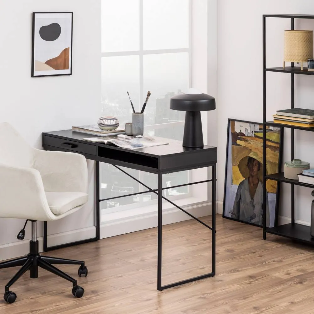 Furniture To Go Seaford 1 Drawer Office Desk in Ash Black 5
