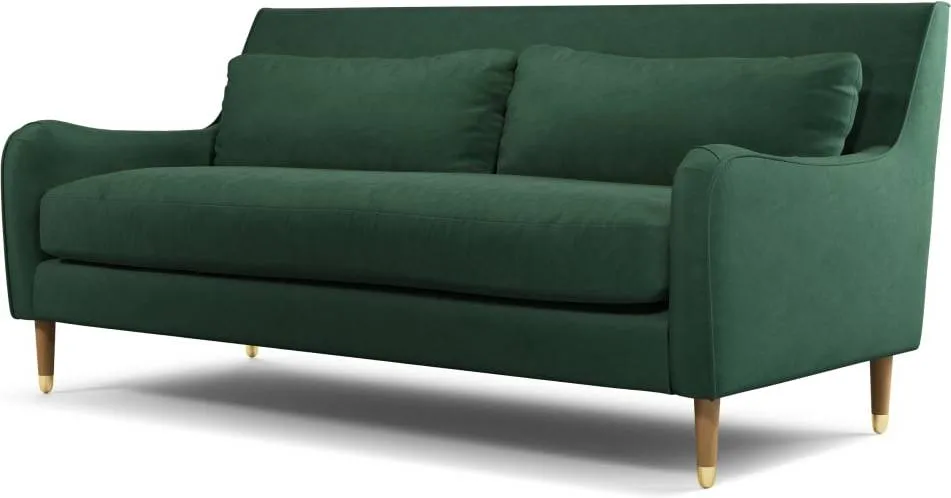 Content by Terence Conran Oksana 3 Seater Sofa, Plush Hunter Green Velvet with Light Wood Brass Leg
