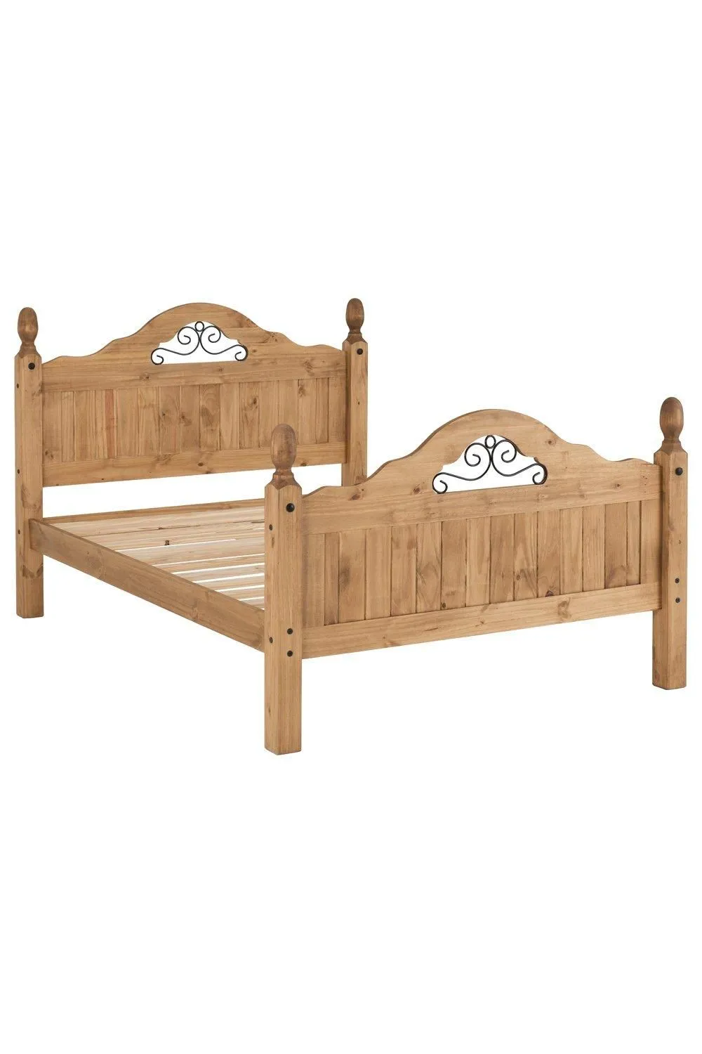 Seconique Corona Scroll 4'6" Double Bed High Foot End in Natural 2