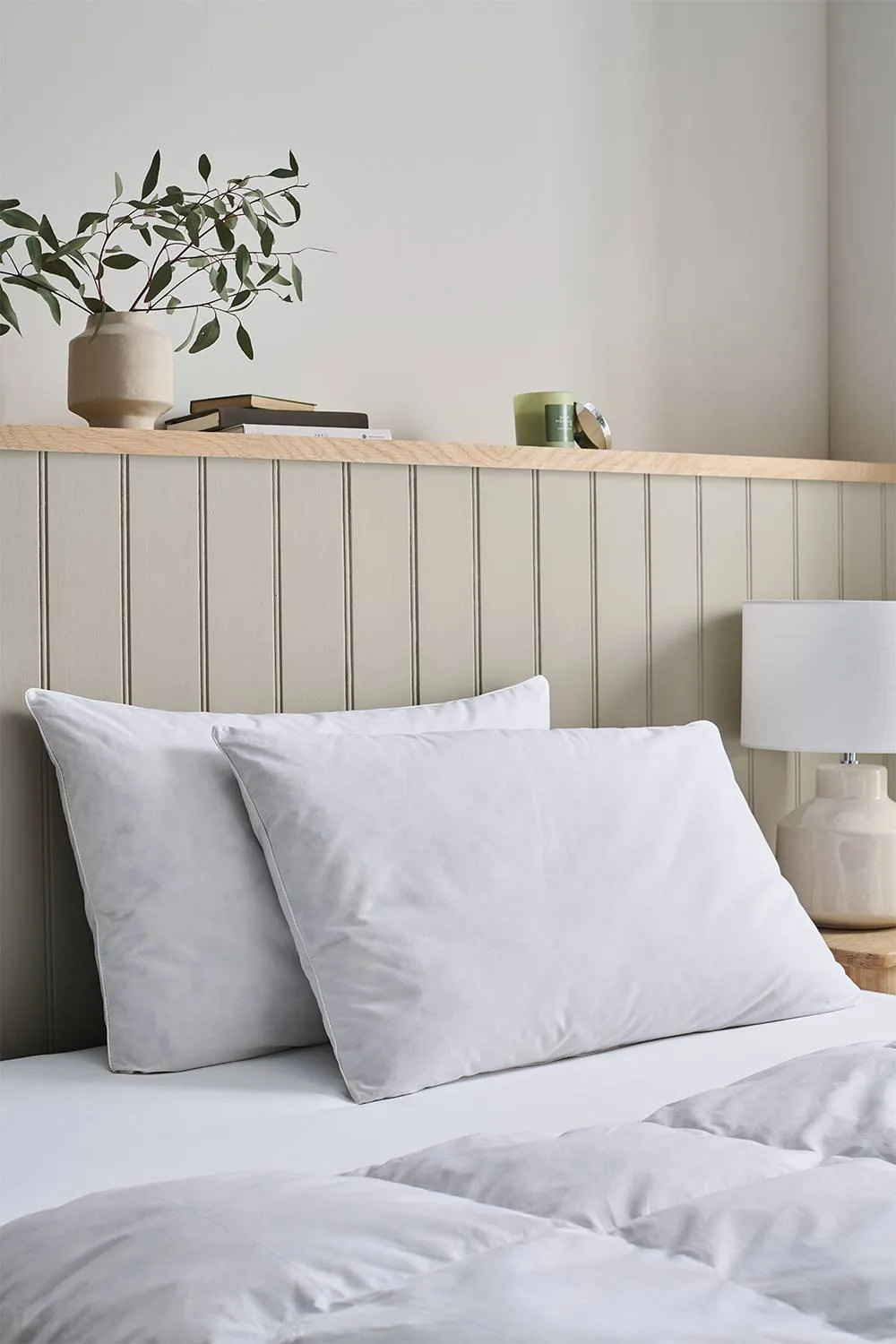 CHRISTY Luxury European Feather & Down Pillow Pair Medium in White