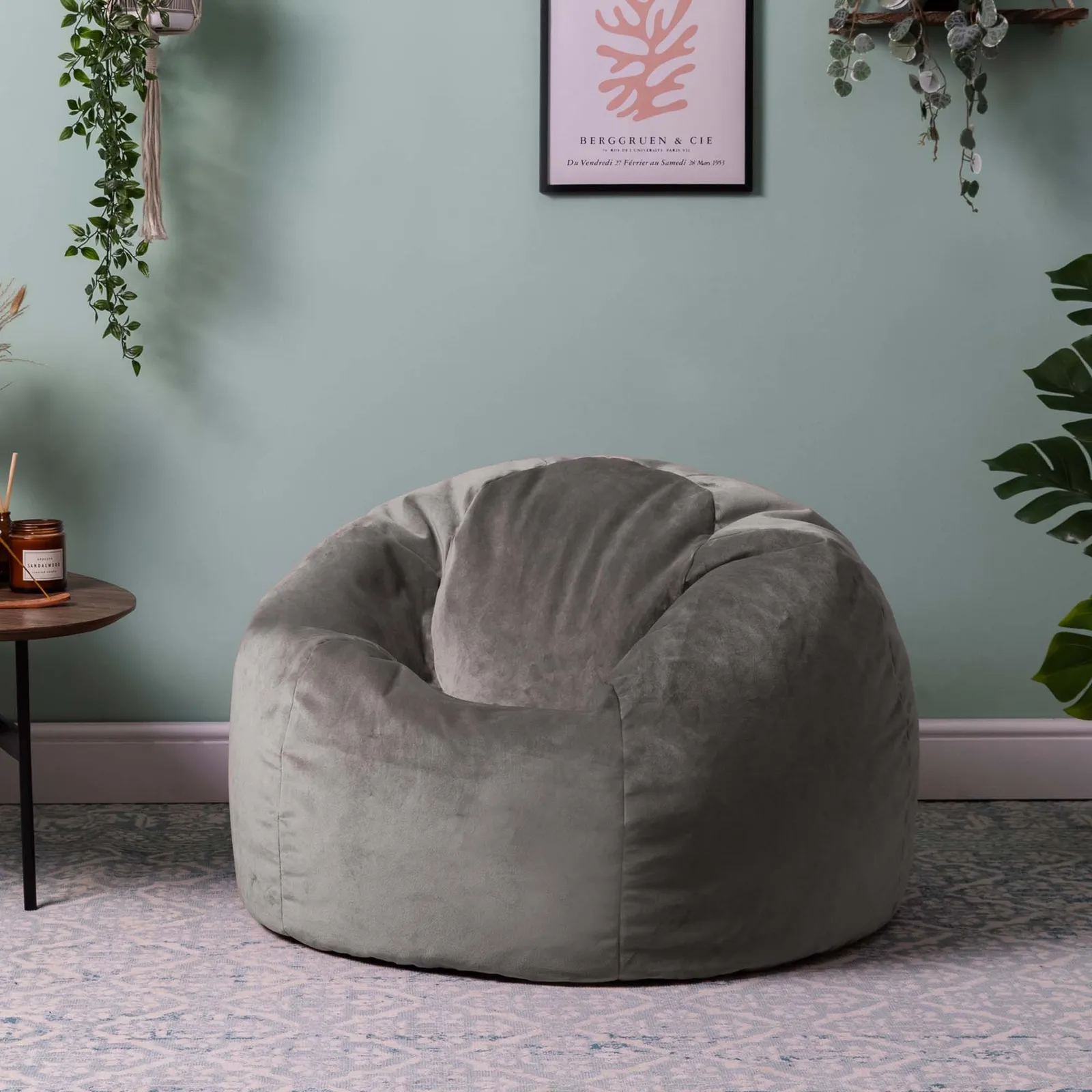 icon Kingston Classic Velvet Bean Bag Chair Ochre Yellow Bean Bags in Charcoal
