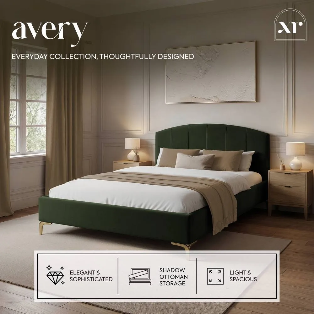 X Rocker Avery Upholstered Shadow Ottoman - Double - Olive Green in Dark Olive 2