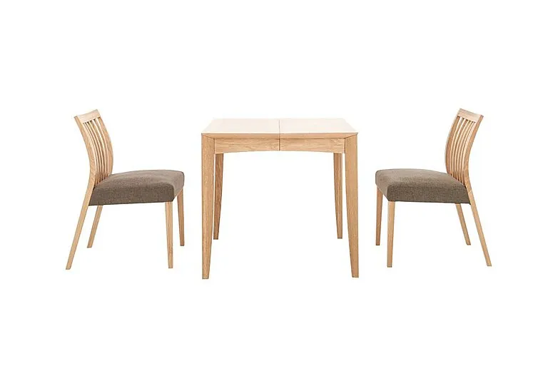 Duplex Small Extending Dining Table with 2 Low Slatted-Back Chairs - Black & Gold