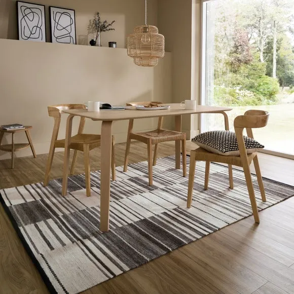 Marlin Striped Geometric Wool Rug 1