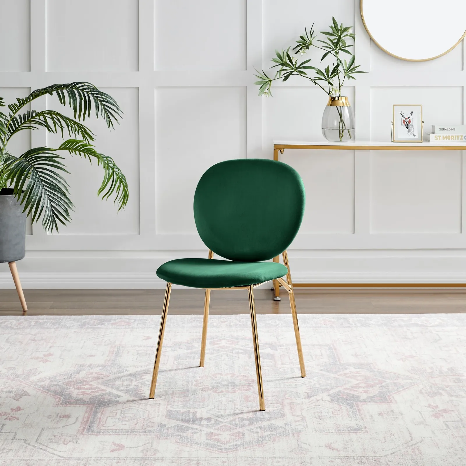 FurnitureboxUK Set of 2 Ivy Modern Velvet Dining Chairs On Gold Legs - Vintage Retro Nod in Green 4