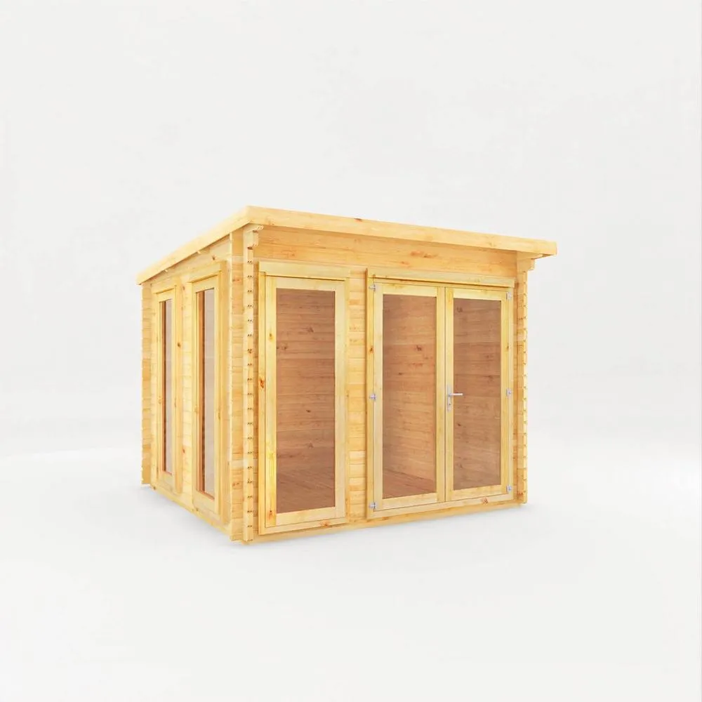 Mercia 3 x 3 m Studio Pent Log Cabin - 28 mm - L333.4 x W303.2 x H249.4 cm in Natural