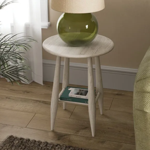 Haider Side Table with Shelf, Acacia Wood 2