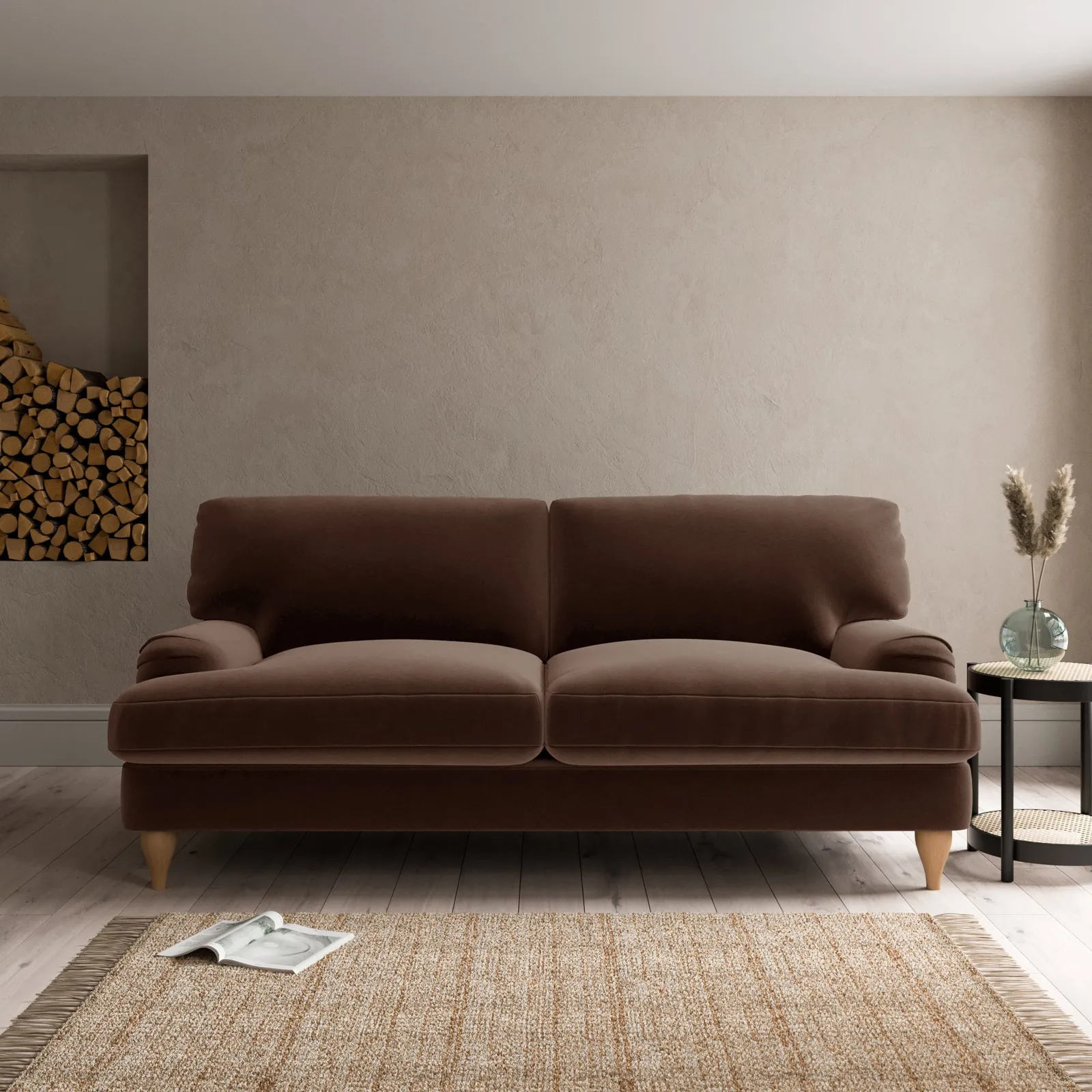 Darwin Luxury Velvet 3 Seater Sofa Luxury Velvet Pinecone