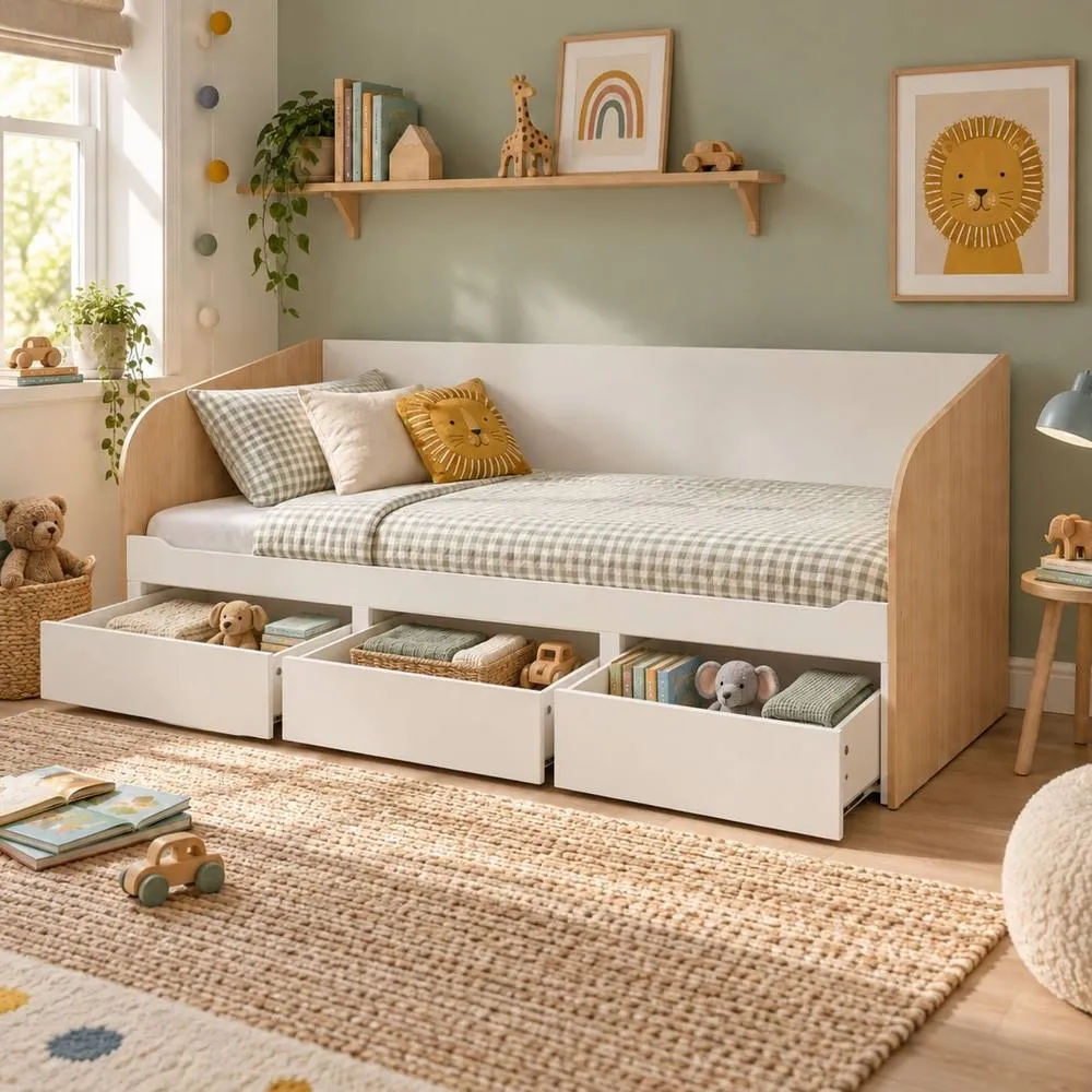 Nöa and Nani Noa & Nani Jasmine Day Bed with Pull-Out Storage Drawers in White