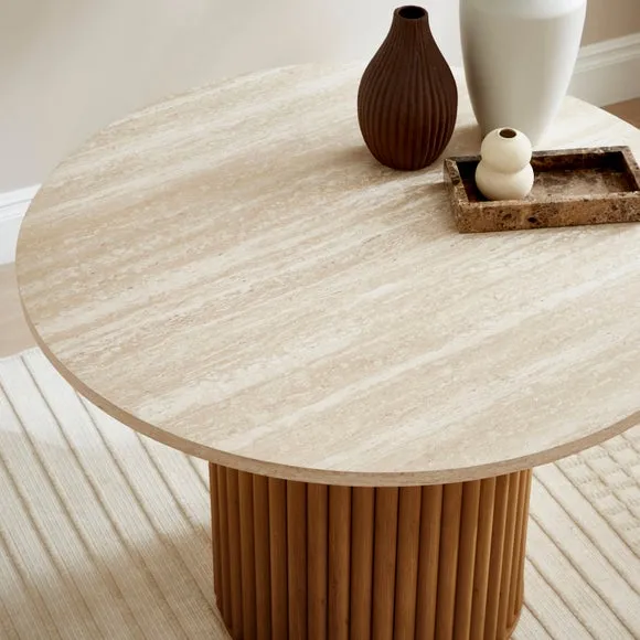 Lucin Travertine Effect 4 Seater Round Dining Table 2