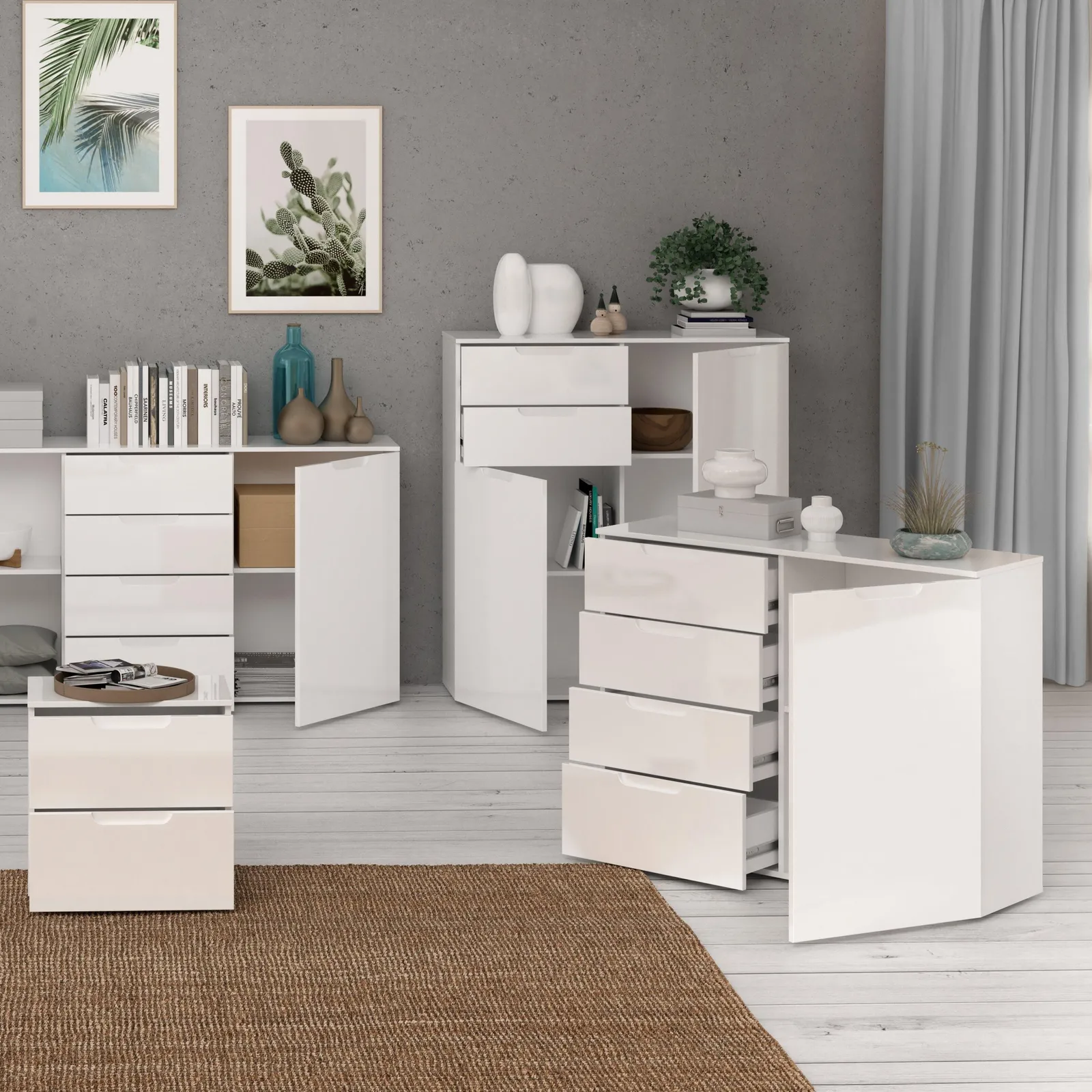 Furniture To Go Sienna 4 Chest of Drawers 1 Door in White 6