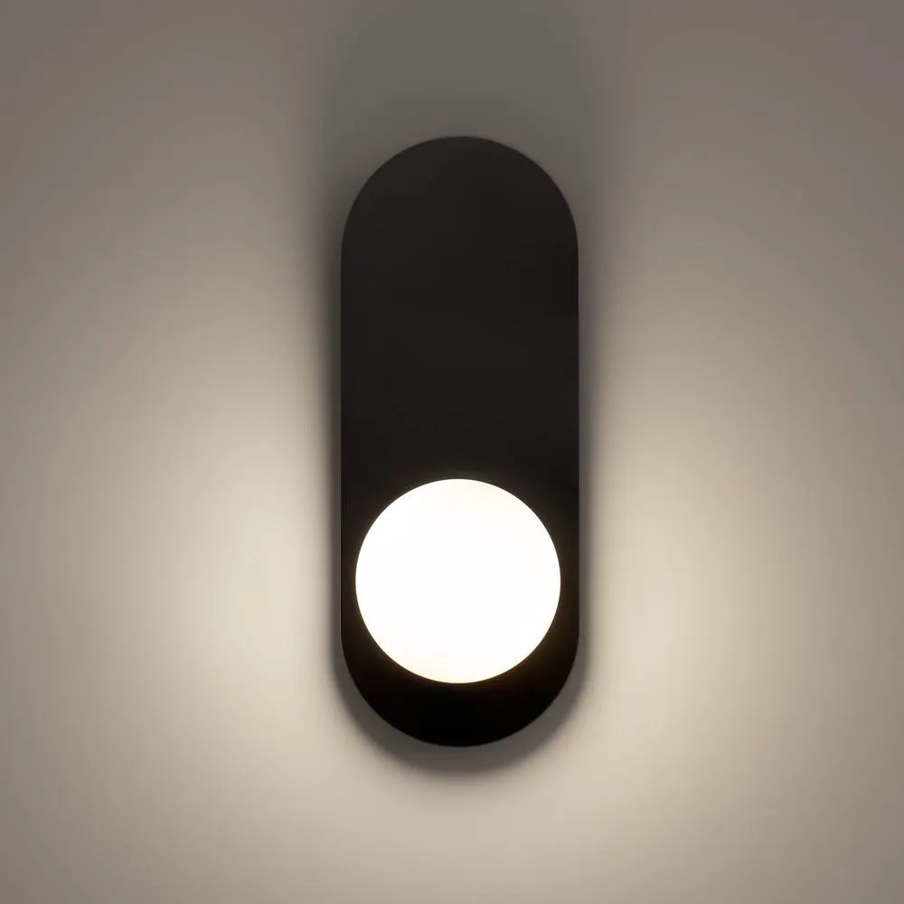 Netlighting Bao Modern Globe Wall Lights Black 1xG9 White Shade 2