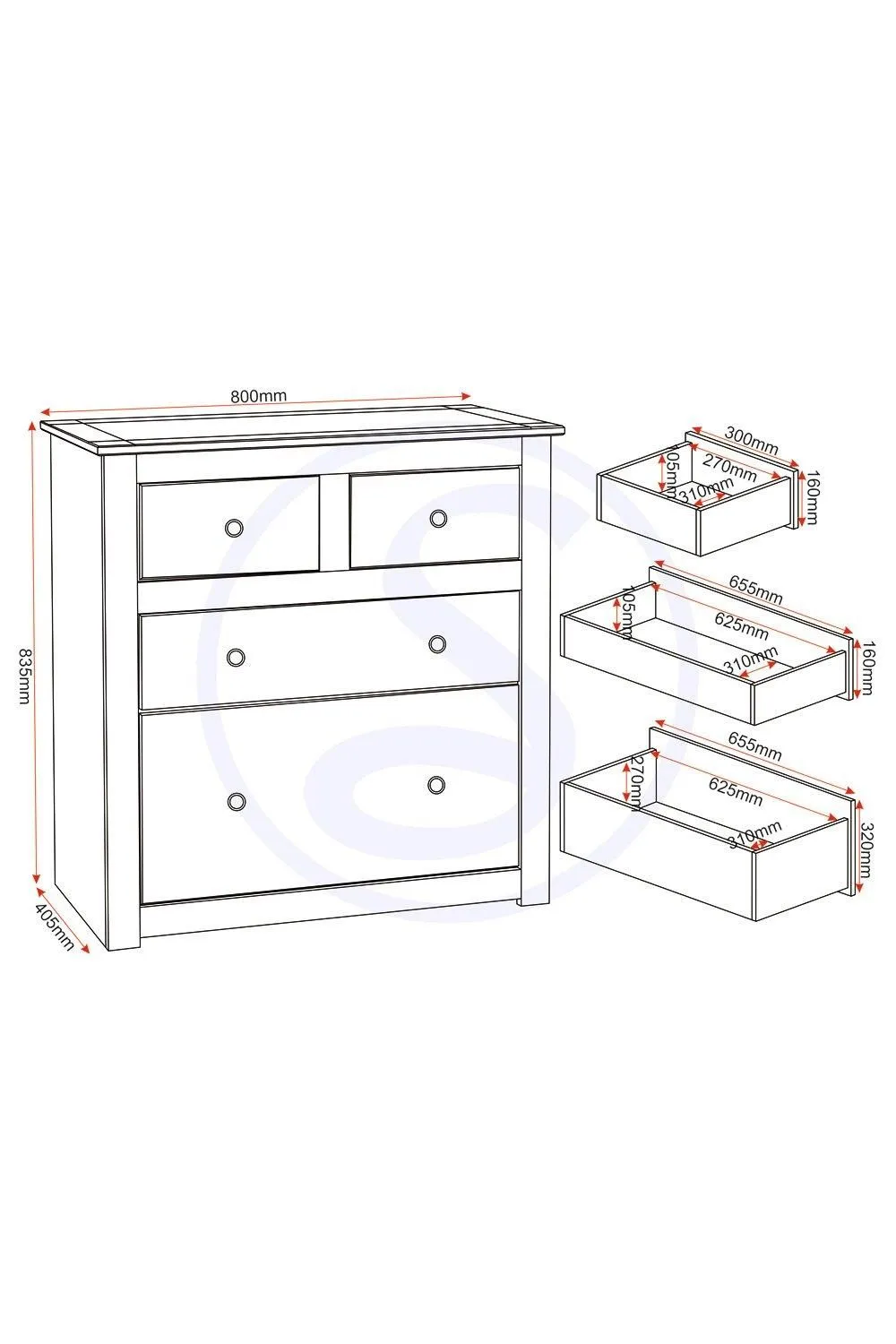 Seconique Panama 2+2 Drawer Chest in Natural 6