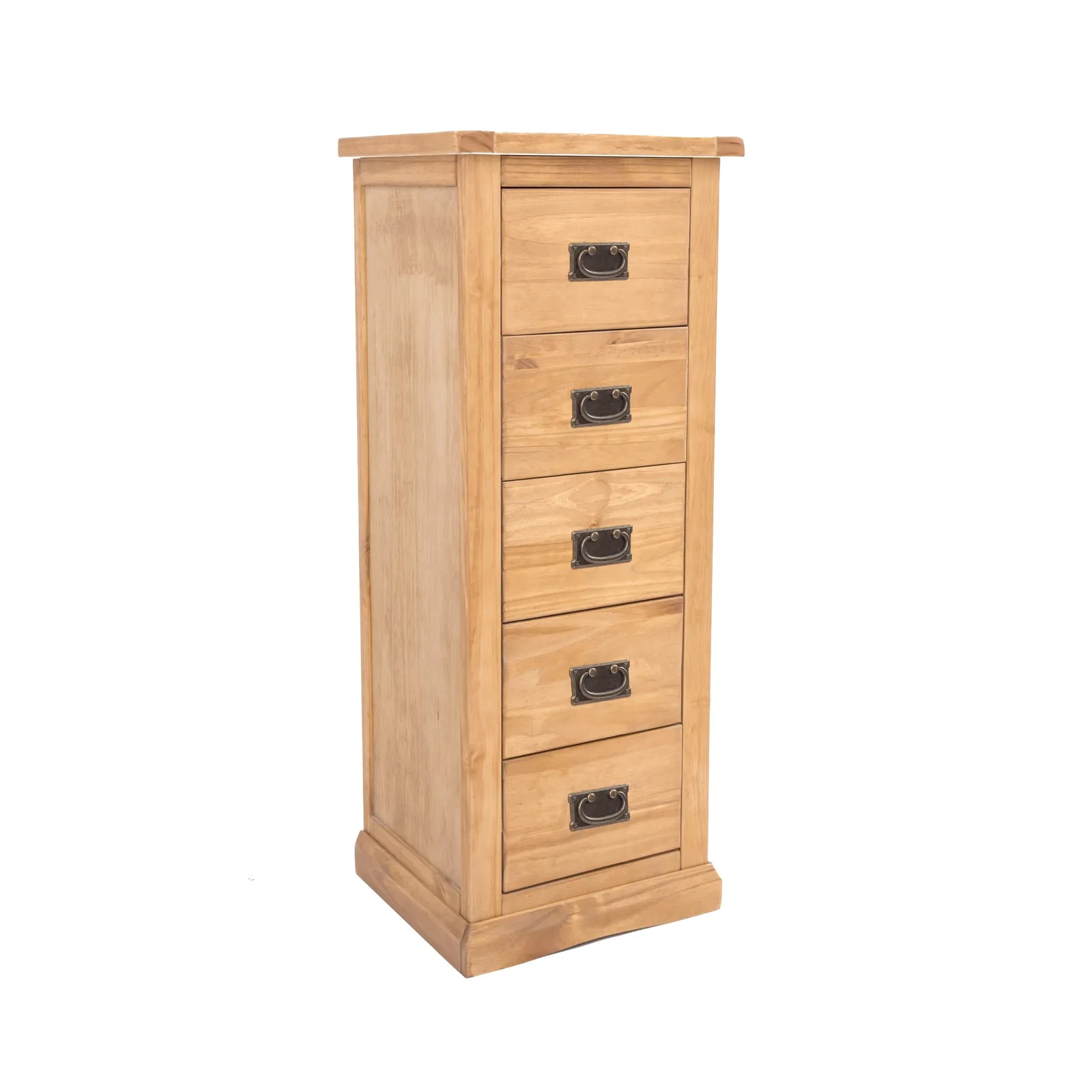 Cabinet Bits Lucca 5 Drawer Narrow Chest of Drawers Bras Drop Handle in Light Brown 2