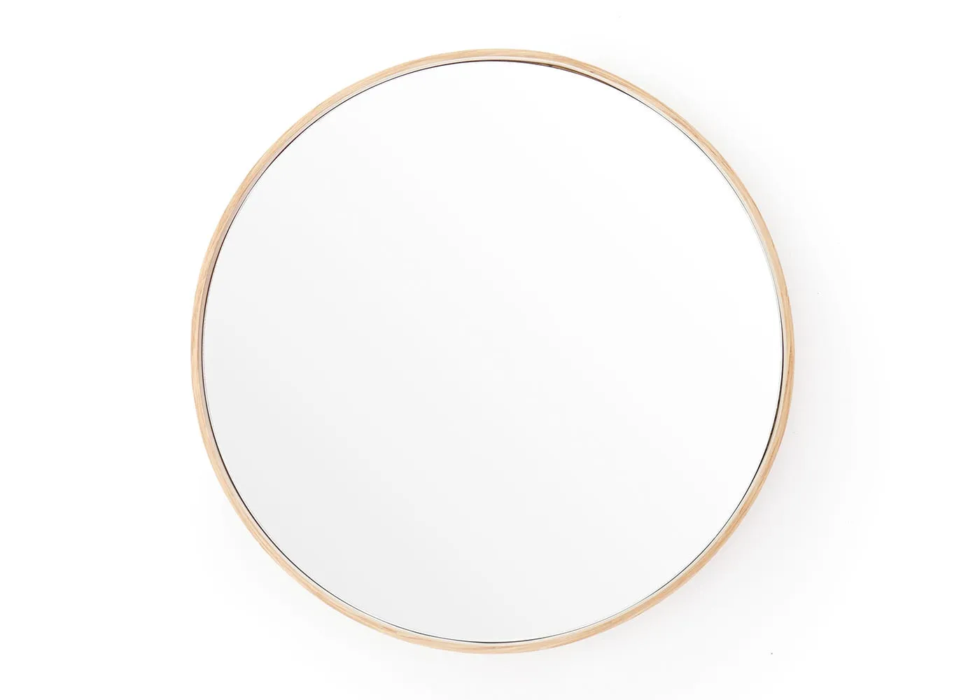Wireworks Glance Round Wooden Mirror Natural Oak 31cm