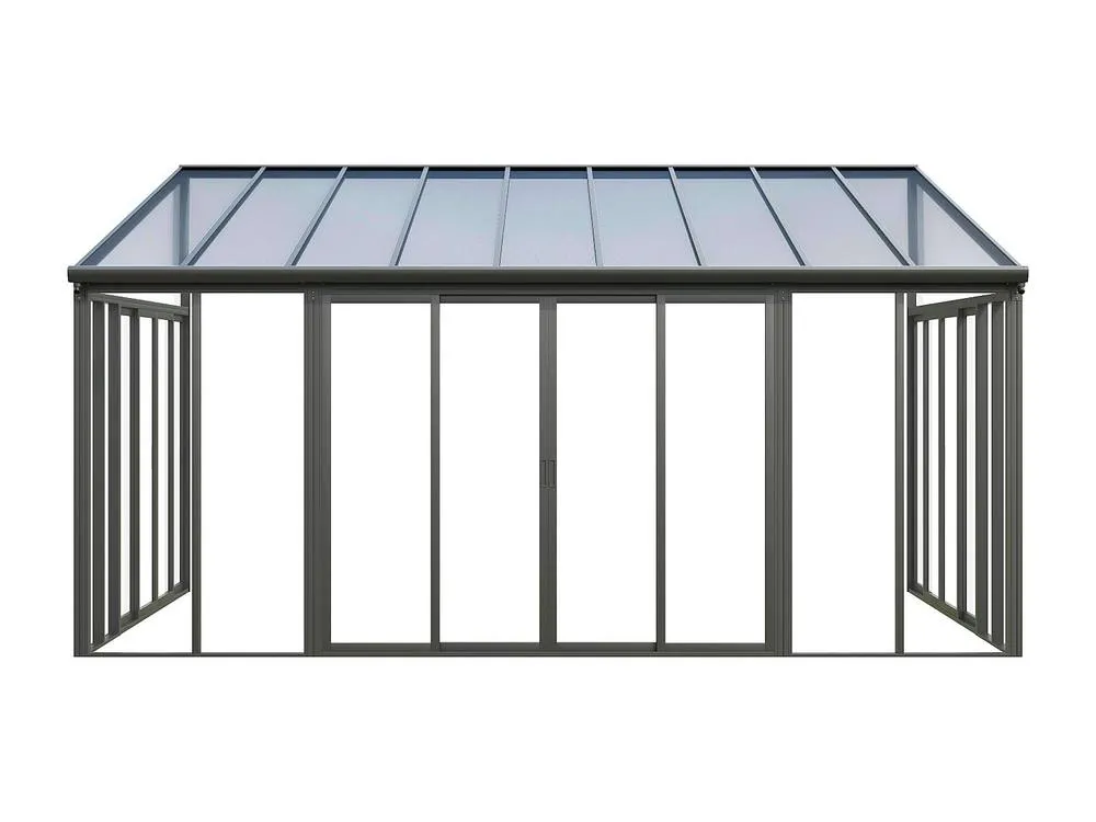 Vente-unique Aluminium & Polycarbonate Conservatory With UV Protection - 20.9 M² in Dark Grey 2