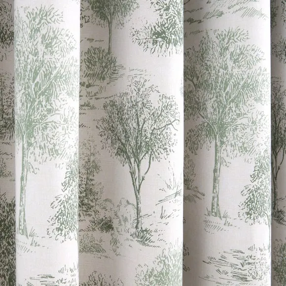 Toile Trees Polycotton Blackout Eyelet Curtains 3