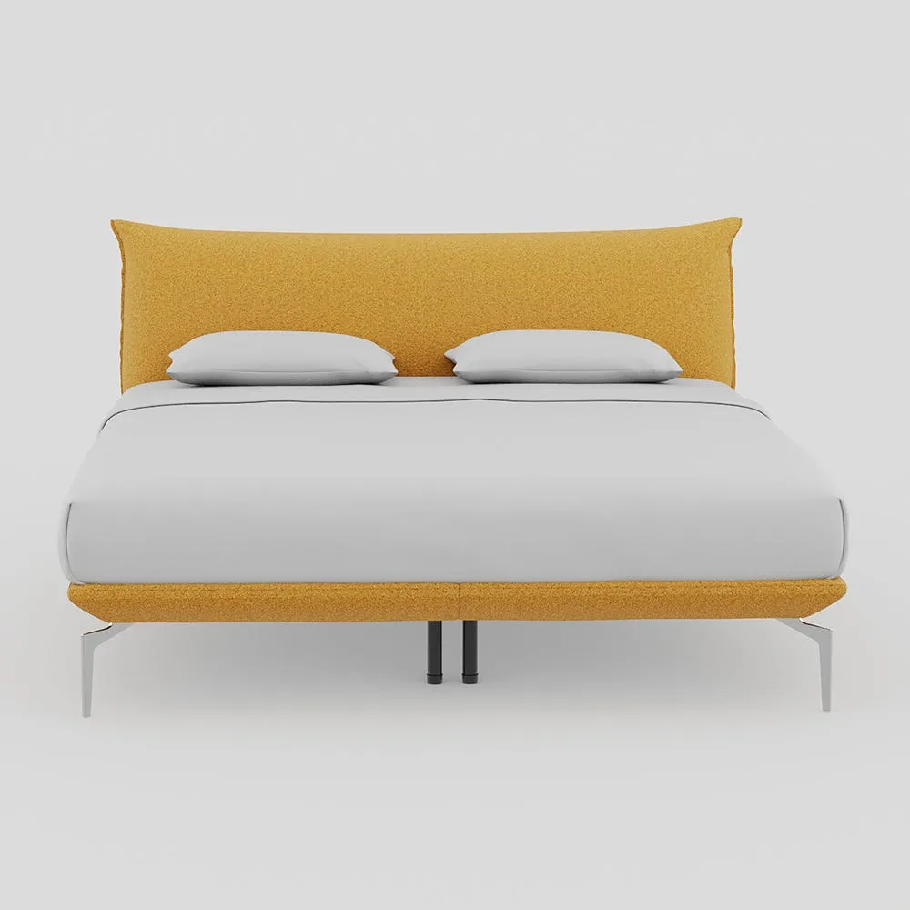 Heal's Aria Bed Super King NOVA Boucle Tumeric Box Sprung, Chrome Feet 1