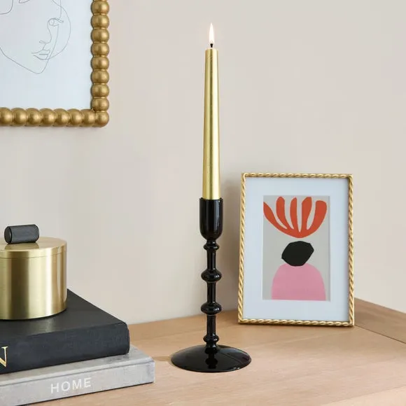 Black Glass Candlestick Holder