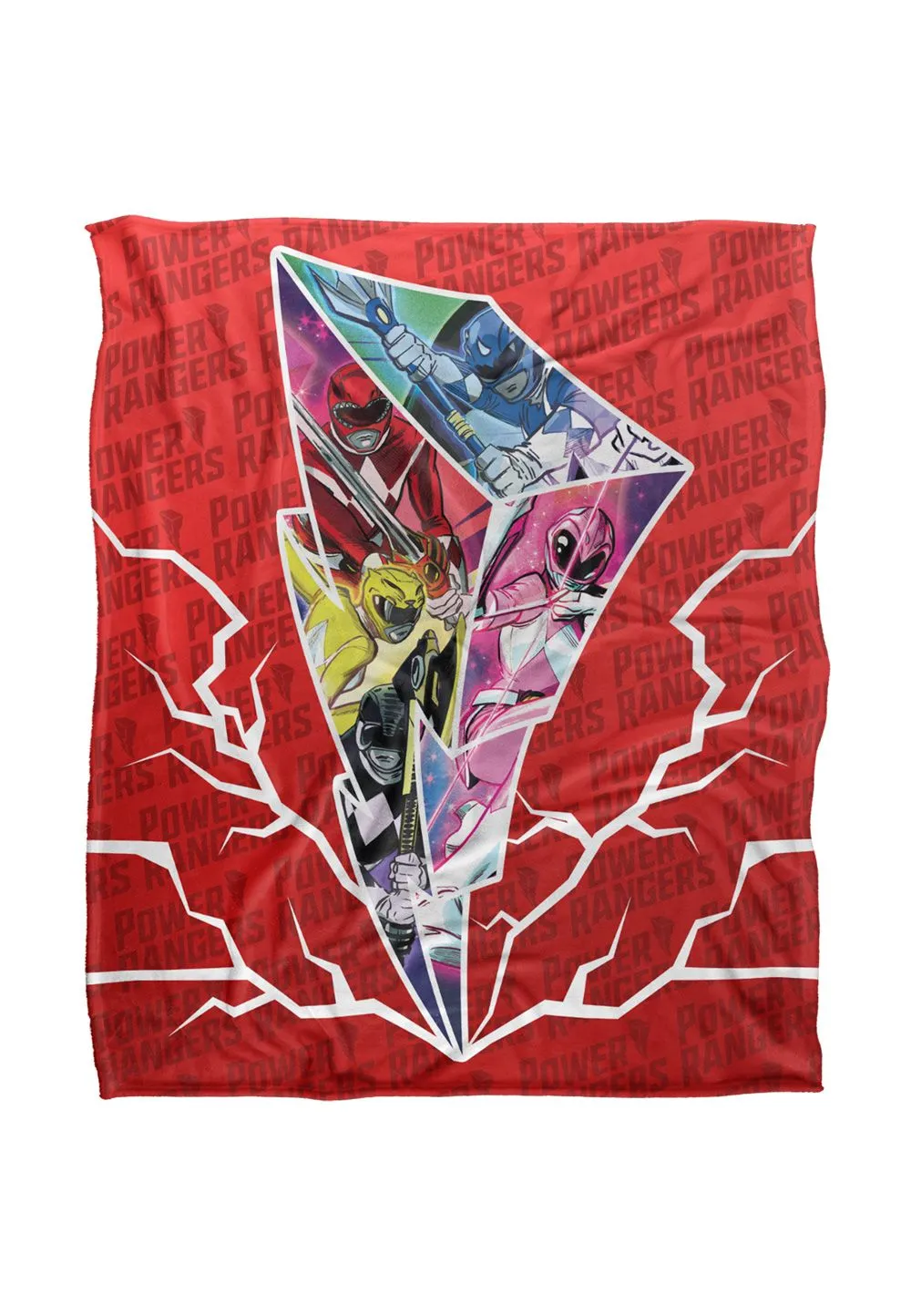 Power Rangers Lightning Bolt Rangers Silky Touch Super Soft Throw Blanket 152 X 127 cm in White