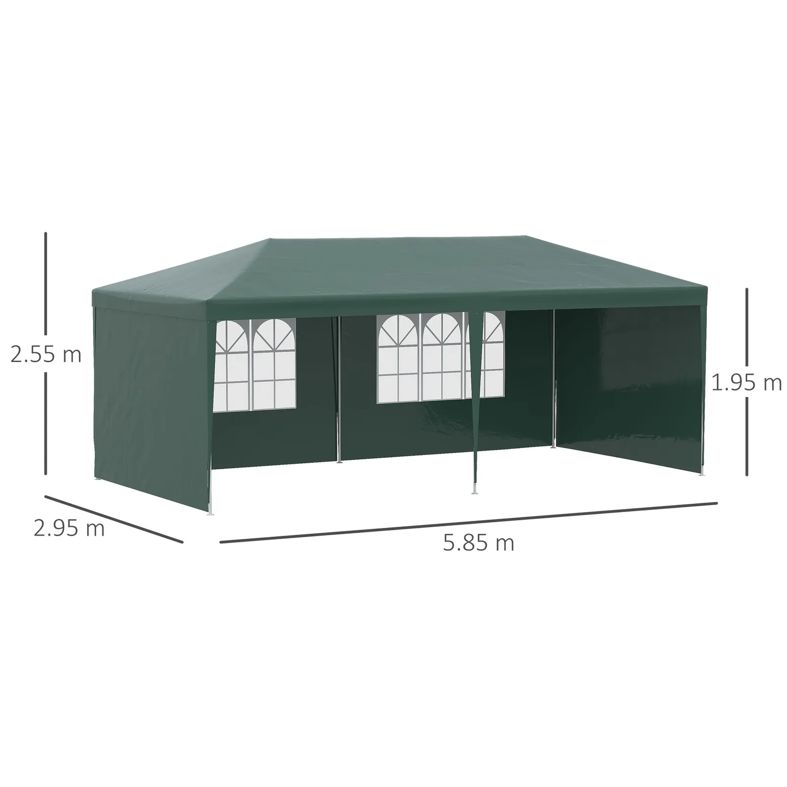 OUTSUNNY 6m x 3m Garden Gazebo Marquee Canopy Party Tent Canopy Patio in Green 3