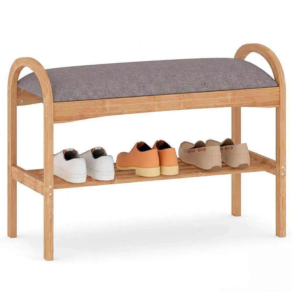 Costway Vanity Table & Stool Dressing Table With 3-Colour Light Mirror in Grey