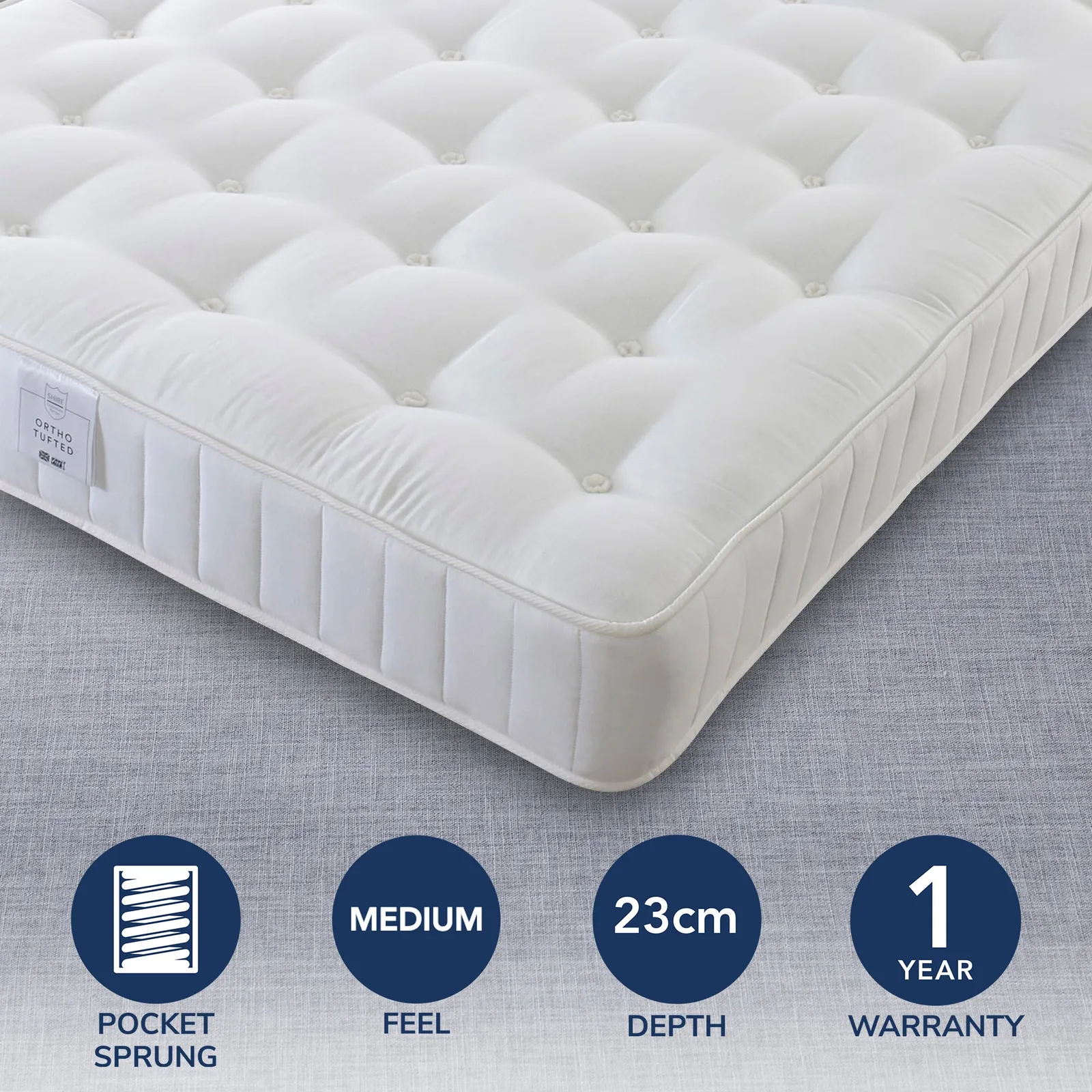 Egyptian Cotton Medium 1000 Pocket Sprung Mattress White