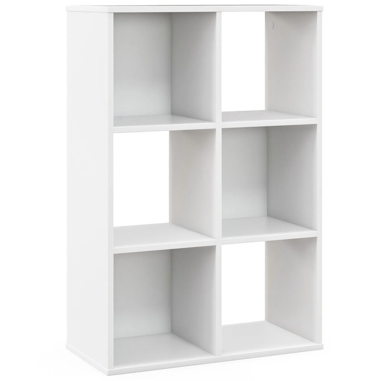 Costway 6Cube Bookshelf 4Tier Bookcase Floor Display Shelf Open Storage Organizer in White 4