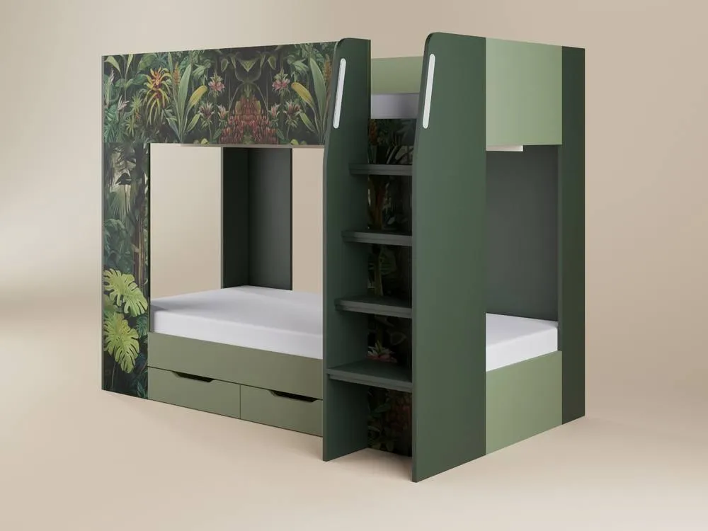 Flair Lorith Jungle Bunk Bed with Drawers in Dark Green 5