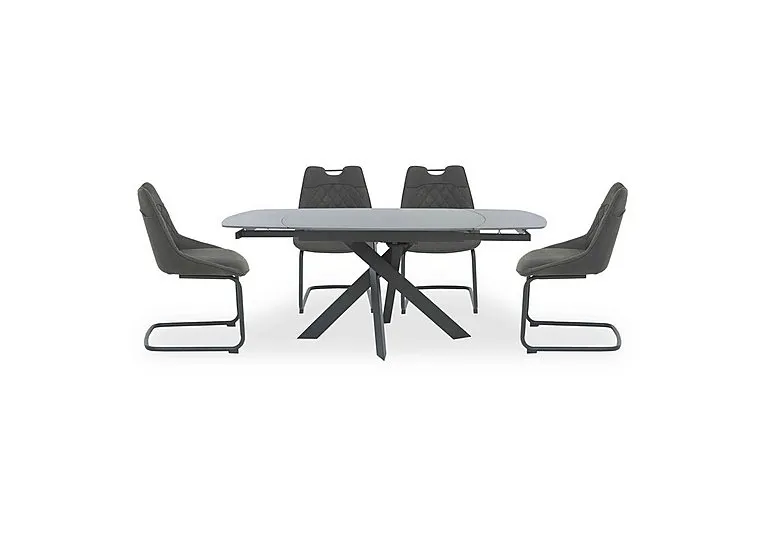 Warrior Grey Swivel Extending Dining Table with 4 Cantilever Chairs - Grey