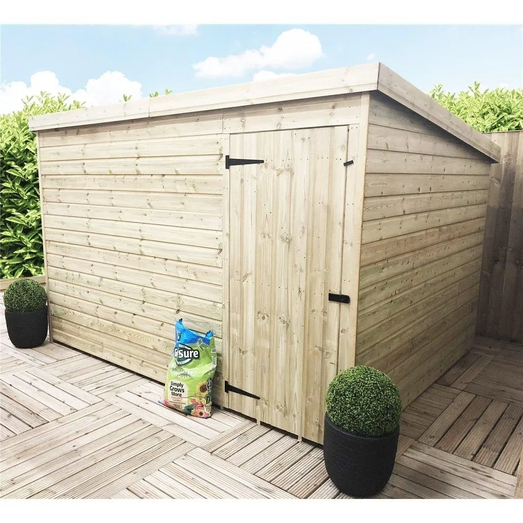 Marlborough 9 x 6 Pressure Treated Pent Garden Shed with Single Door in Natural