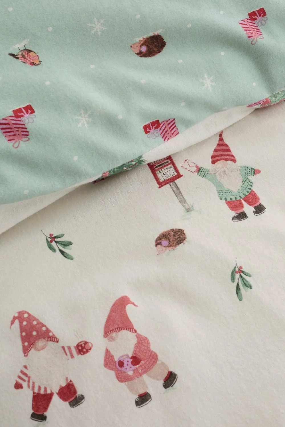 Fusion 'Christmas Gonks' Brushed Cotton Festive Duvet Cover Set in Natural 3