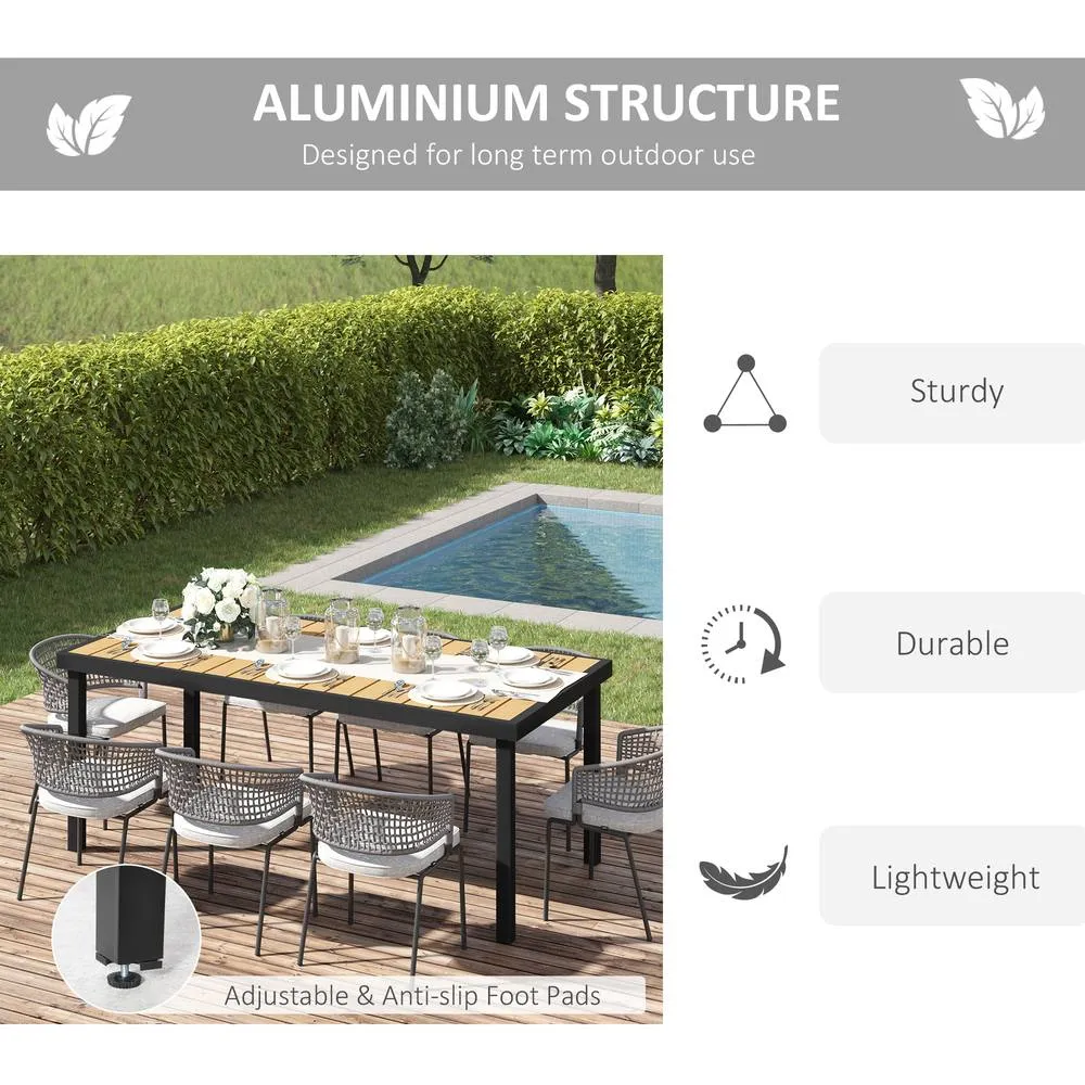 OUTSUNNY Garden Dining Table for 8, Aluminium Frame for Patio, Natural 5