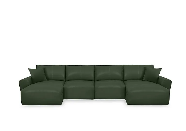 Gemini NC Leather U-Shaped Power Glider Sofa with Double Storage Chaises