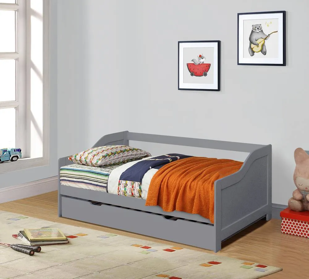 Comfy Living Ltd 3ft Wooden Trundle Bed in Grey 2