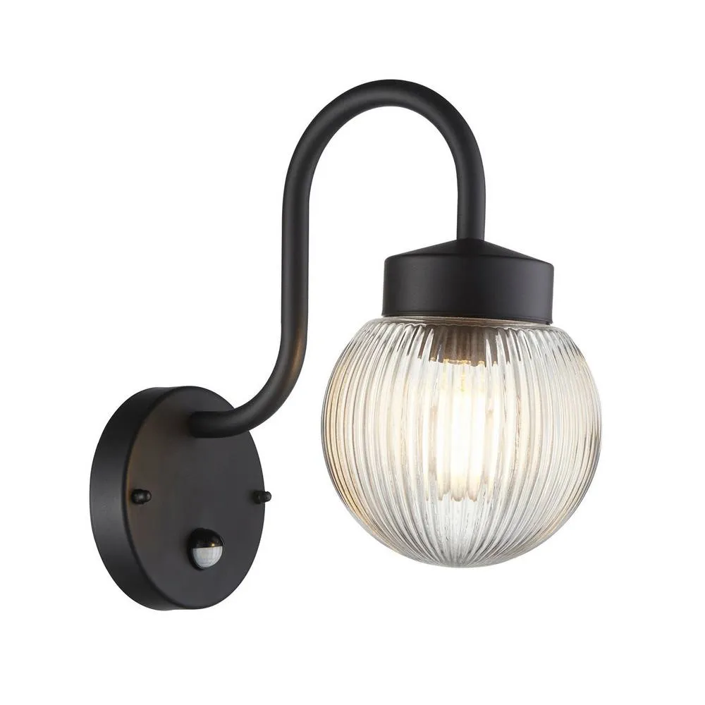 Netlighting Eldon Globe Wall Lamp Textured Black IP44