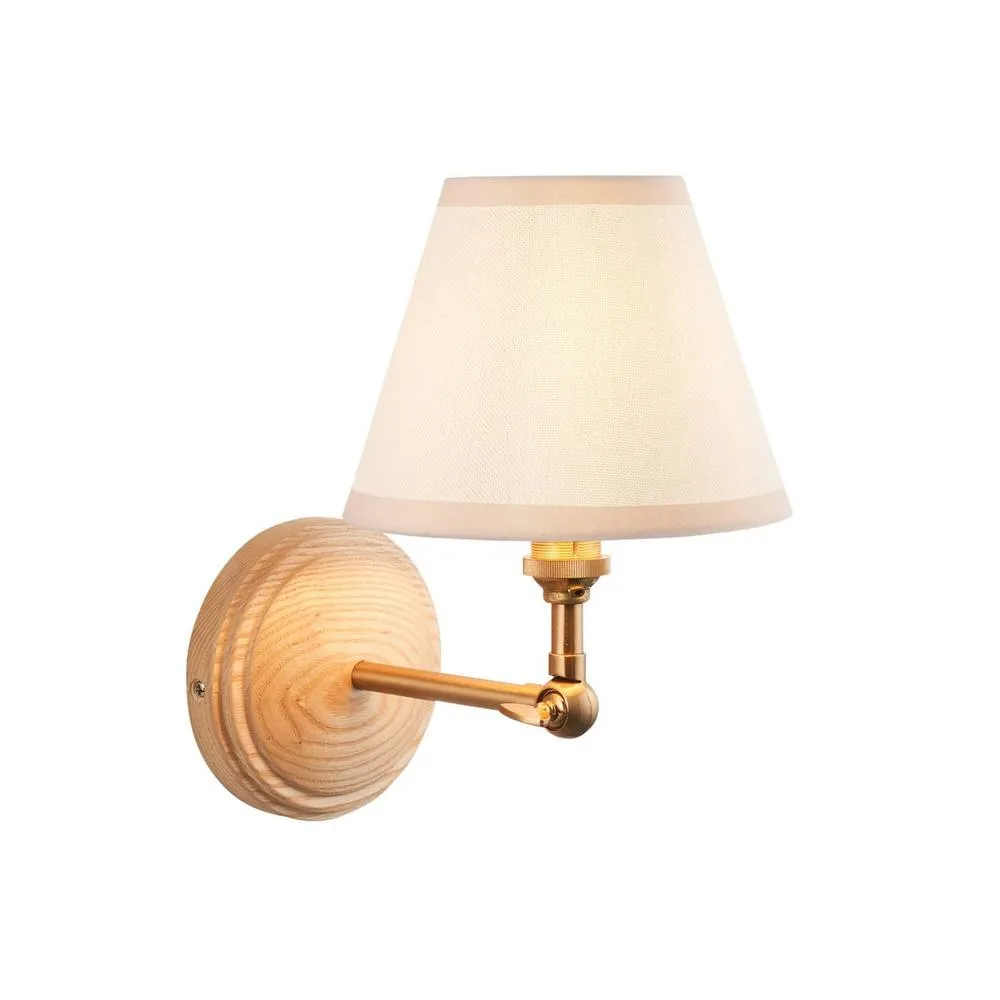 Netlighting Wood Wing Ash Wood Wall Light Fabric Ivy Shade 16cm B22 in White